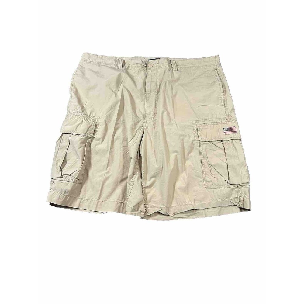 Polo Jeans Company Ralph Lauren Cargo Shorts Mens Beige American Flag 42‎